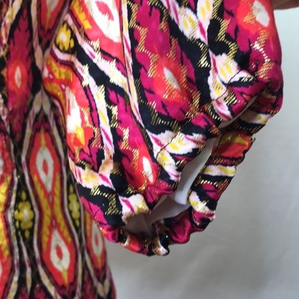 TORY BURCH Lisa Ikat Silk Voile Tunic Blouse sz 2 - Picture 7 of 12